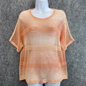 Chico's Women's Blouse Size 1 Knitted Short sleeves Crew Neck